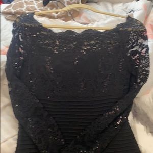 Long black sequence evening dress